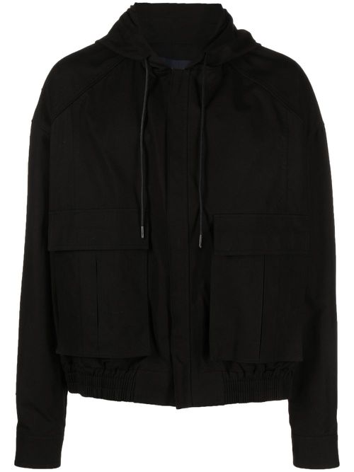Drawstring hooded jacket - Black