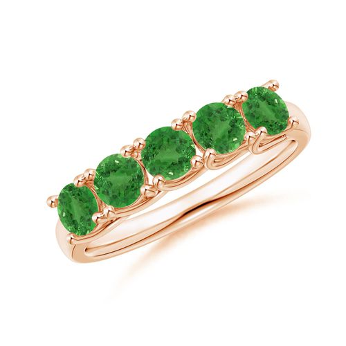 Angara 1.3 Carats Half Eternity Five Stone Tsavorite Wedding Ring in 18K Rose Gold
