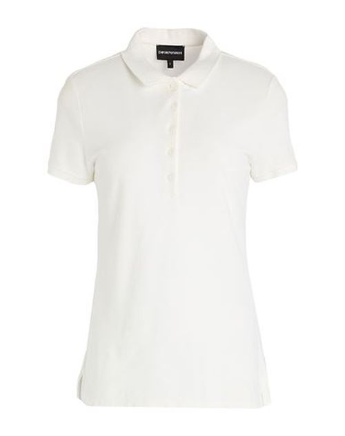 Woman Polo shirt White Size L Cotton, Elastane
