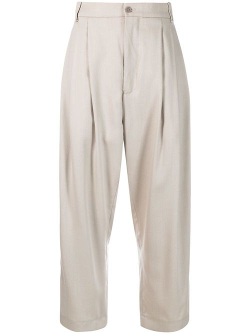 High-waisted cropped trousers - Neutrals