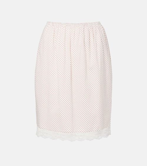Marlowe lace-trimmed polka-dot cotton midi skirt