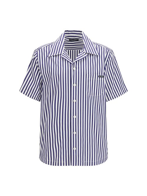 Striped Cotton Shirt — Navy