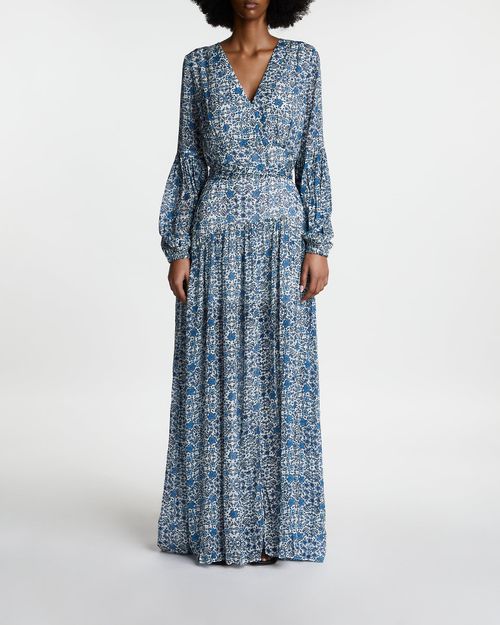 Malina Dress Alicia Long Sleeve Maxi Blue
