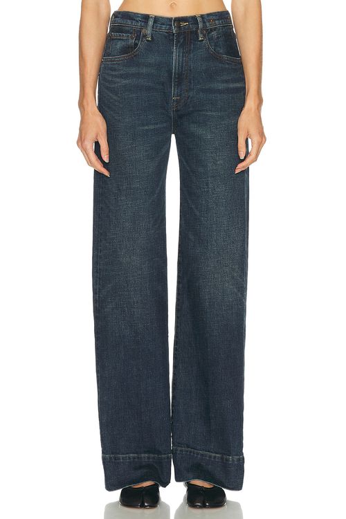 R13 Pauline Wide Leg in Hoyt Blue Stretch - Blue. 24 also , 26, 27, 28