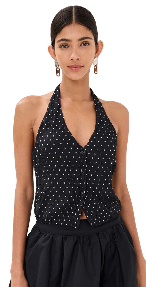 Brat Halter Top Onyx Polka