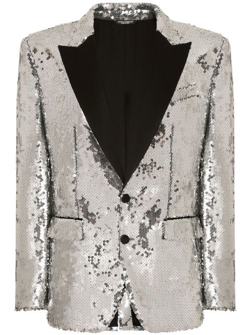 Sequin-embellished tuxedo jacket - Grey