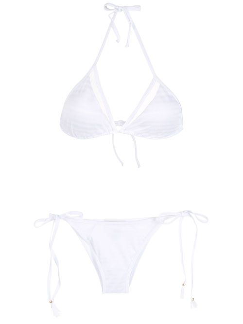 Tie-fastened halterneck bikini - White