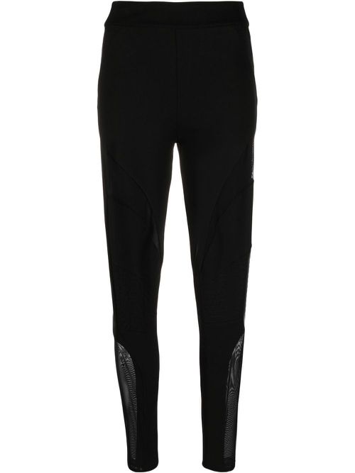 Sheer-panel ribbed stretch leggings - Black