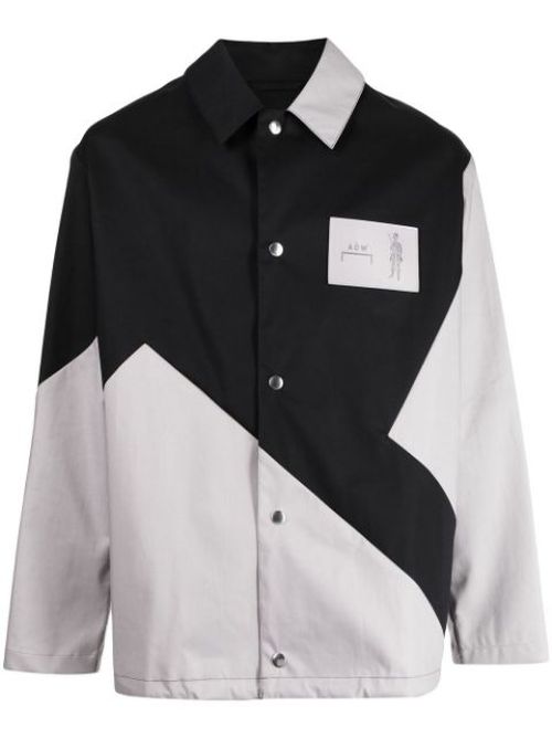 Colour-block panelled shirt jacket
