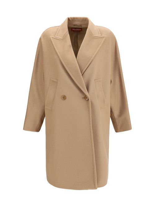 Double-Breasted Wool Drap Coat — Beige
