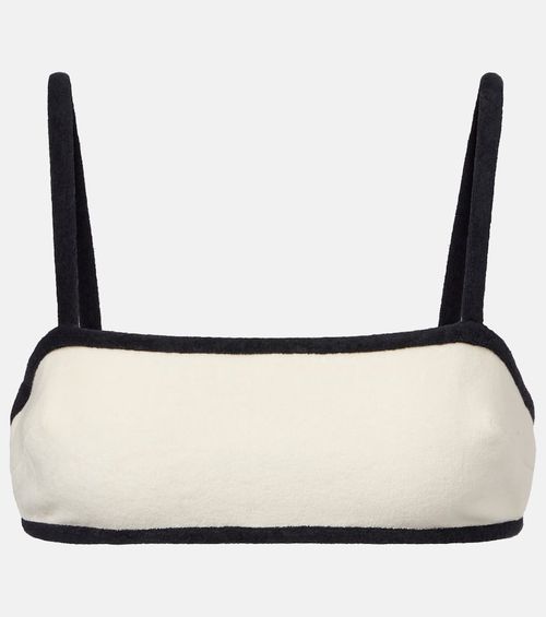Cotton-blend terry bikini top