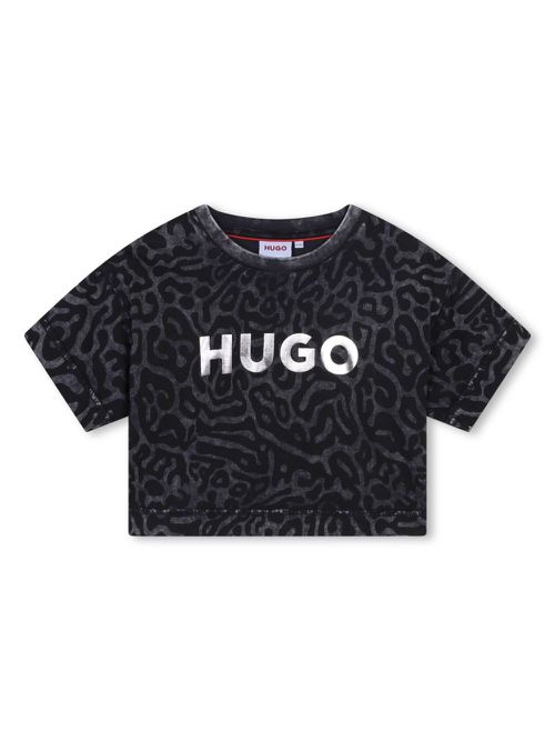 Logo-print cropped T-shirt - Black