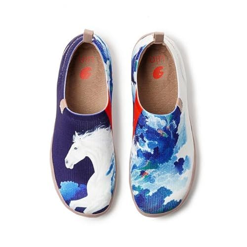 UIN Sneakers for Women Slip On Shoes Casual Comfortable Wide Lightweight Walking Fashion Tnenis Travel Art Painted Loafers