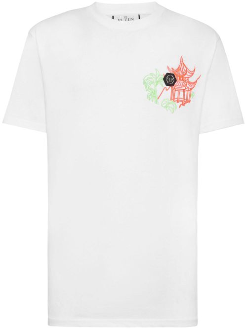 Embroidered cotton T-shirt - White