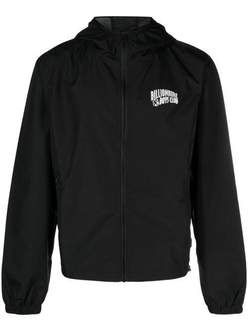 Logo-print ripstop-texture jacket - Black