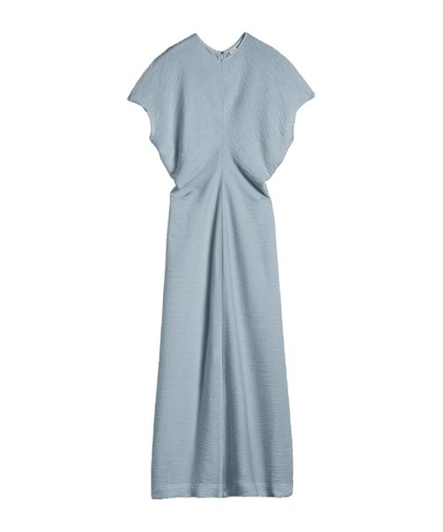 Slouch-waist crinkled maxi dress
