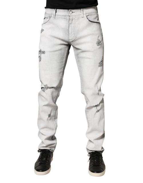Distressed Denim Jeans — Gray
