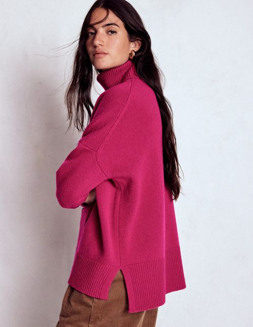 Polly Merino Roll Neck Sweater Sorbet Pink
