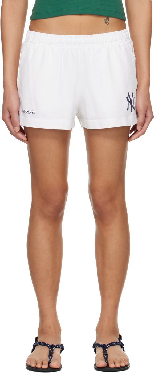 White Heritage Yankees Serif Disco Shorts
