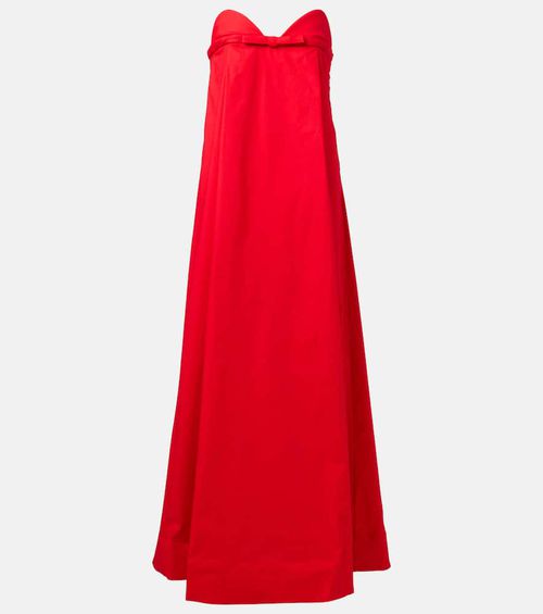 Bow-detail cotton-blend maxi dress