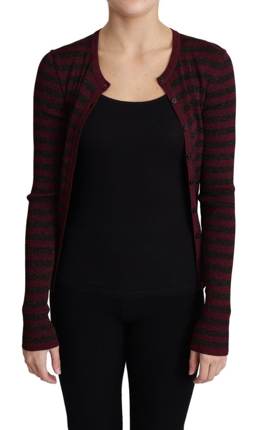 Striped Viscose Cardigan — Black