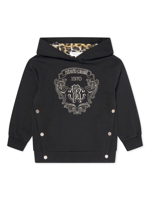Logo-embroidered hoodie - Black