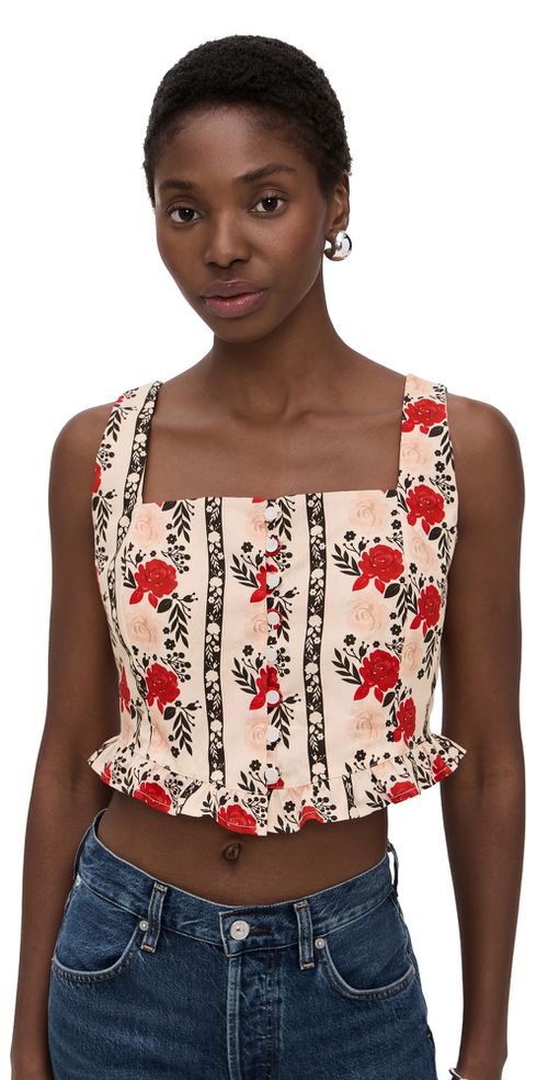 The Slilent Front Bustier Top Beige Laced In Bloom