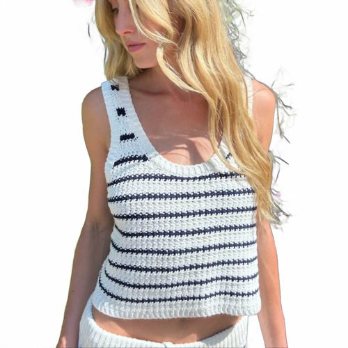 Marina Knit Striped Tank In Navy/white