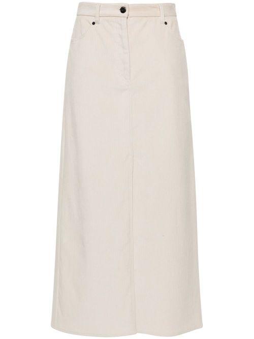 Slit-detail corduroy mini skirt - Neutrals