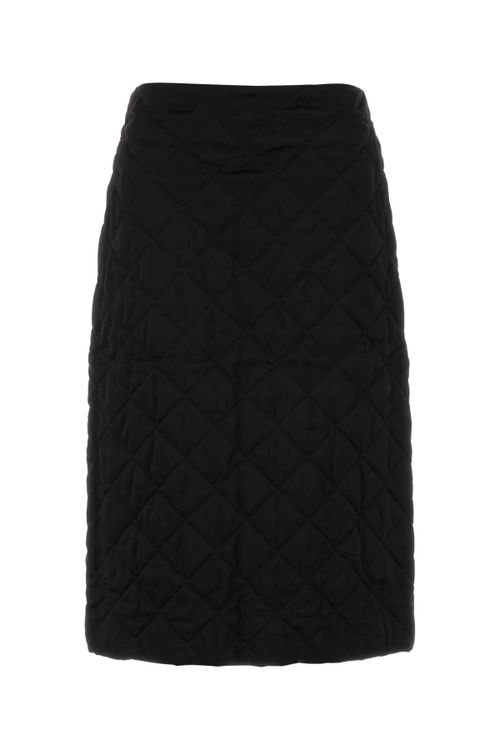 Quilted Viscose Skirt — Black