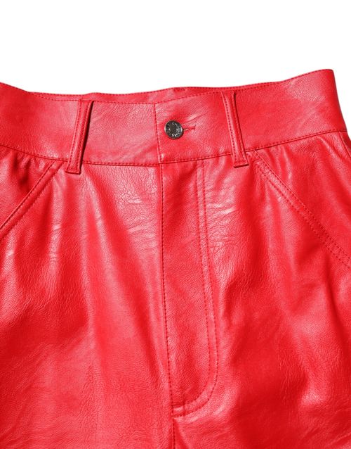 Viscose High-Waist Tapered Trousers — Red