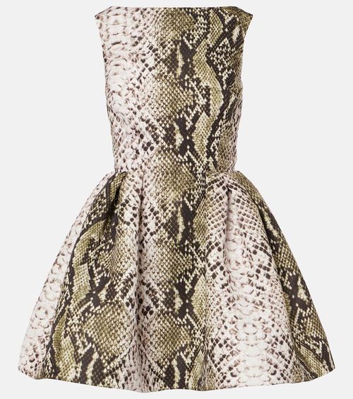 Snake-print faille minidress