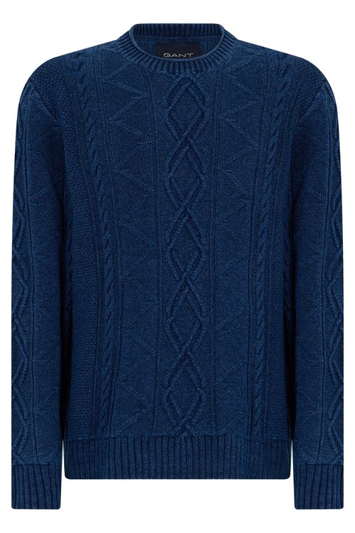 Cable Knit Cotton Crew Neck Sweater