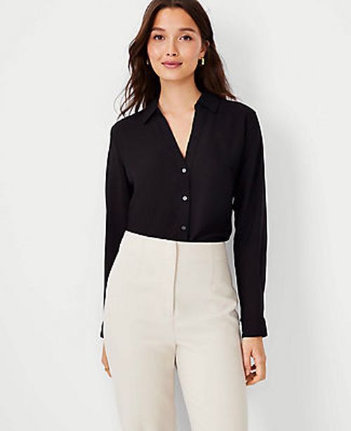 Ann Taylor Petite Satin Essential Shirt
