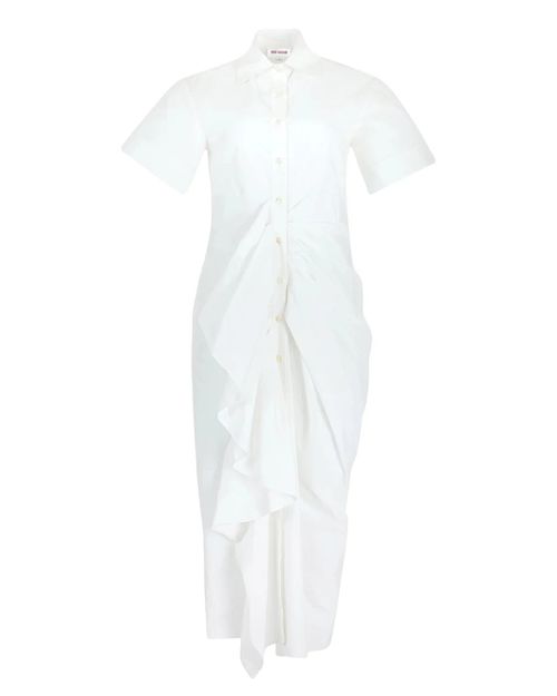 Gathered Ruffle Shirt Dress