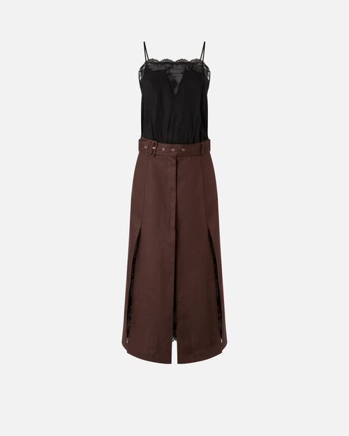 Midi dress with in linen with lace top - 36