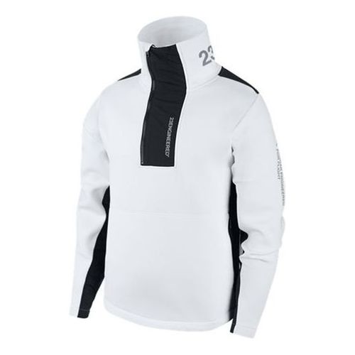 Air 23 Engineered Stand Collar Knit Contrasting Colors Half Zipper White