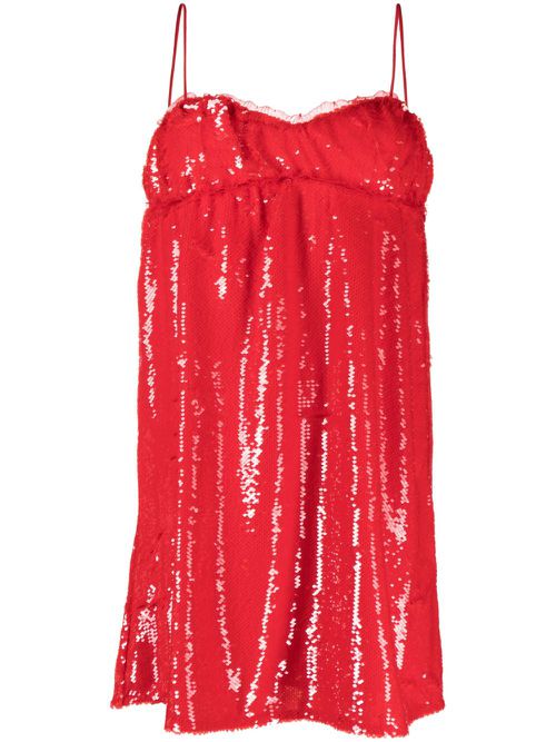 Sequinned sleeveless minidress - Red
