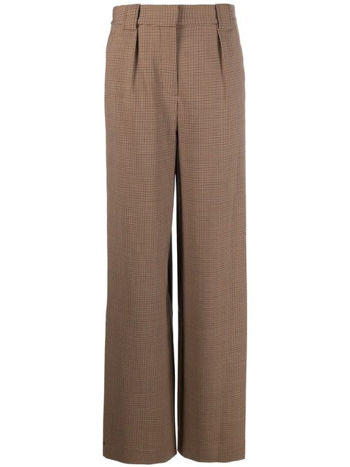 Check-print tailored trousers - Brown