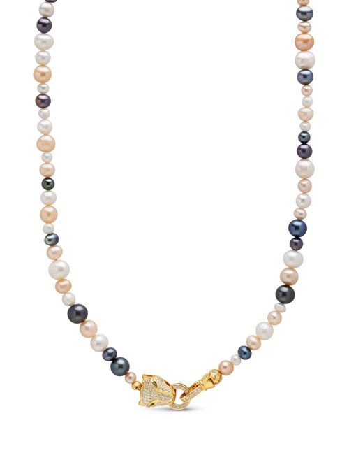 Panther Head Lock pearl necklace - Gold