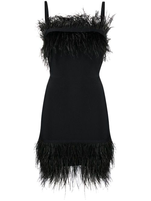 Feather-trim minidress - Black