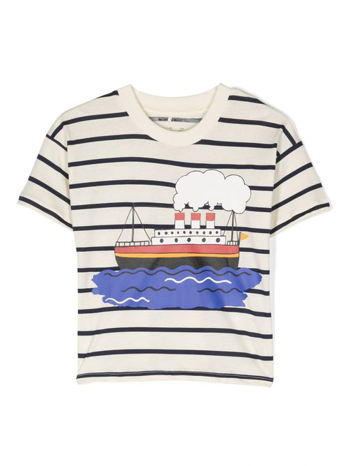 Striped graphic-print T-shirt - Blue