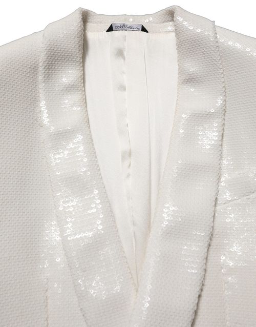 Sequin-Embellished Blazer — White