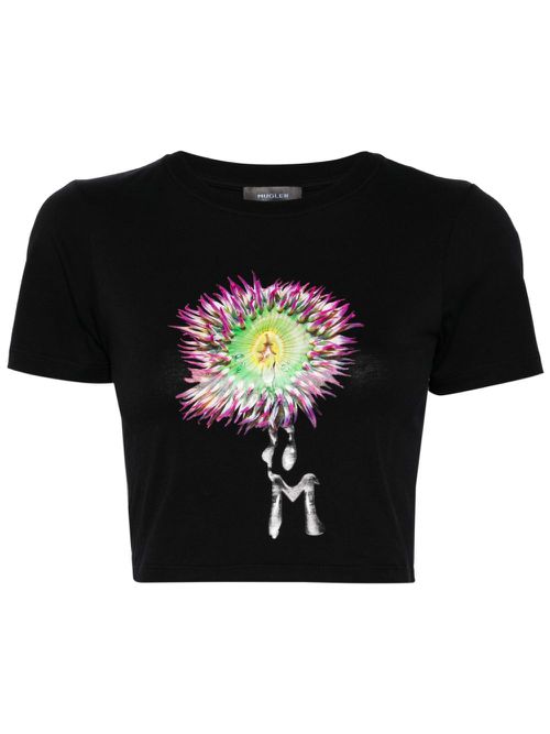 Anemone cotton cropped T-shirt - Black