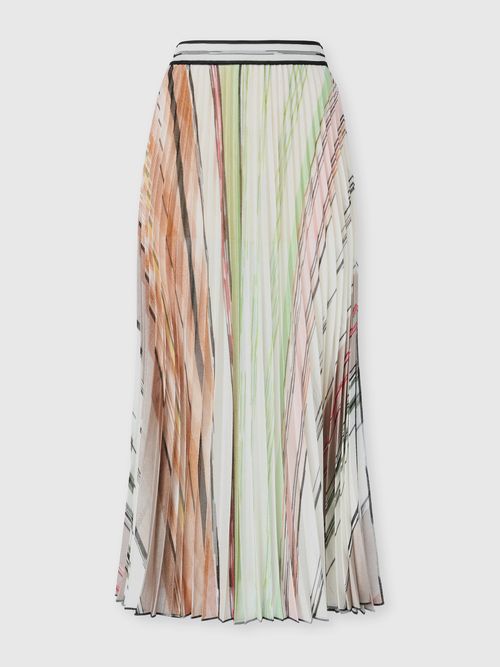 Missoni - Pleated Mixed Flame Viscose Midi Skirt, Women, Green& Brown