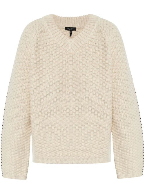 Waffle-knit sweater - Neutrals