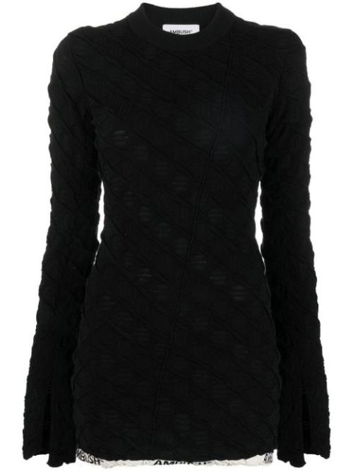 Textured logo-hem knit jumper