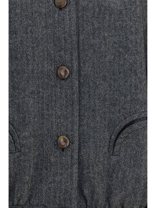 Herringbone Wool-Blend Jacket — Black
