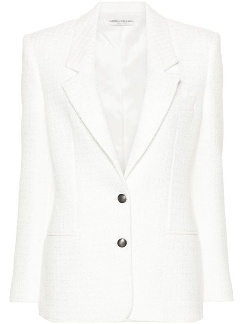Single-breasted bouclé blazer - White