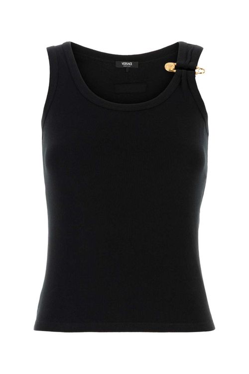 Black Stretch Cotton Tank Top